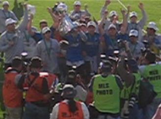 Postgame Celebration with Trophy